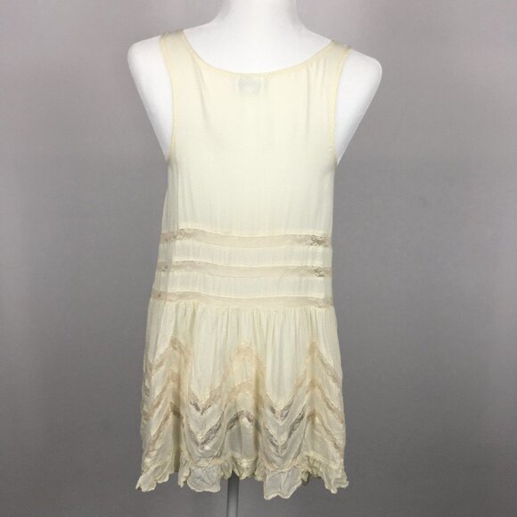 Free People Lace Trim Mini Dress Beige - Picture 4 of 8